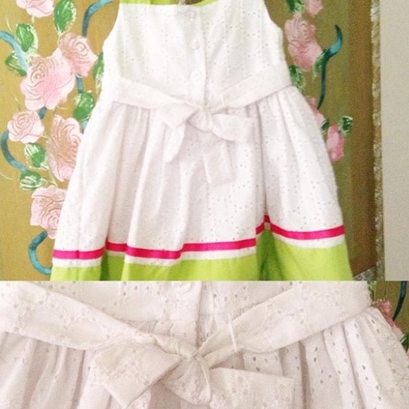 ⚡️3 FOR $25⚡️Vintage Eyelet Dress -Lime Green, Neon Pink - Picture 2 of 7